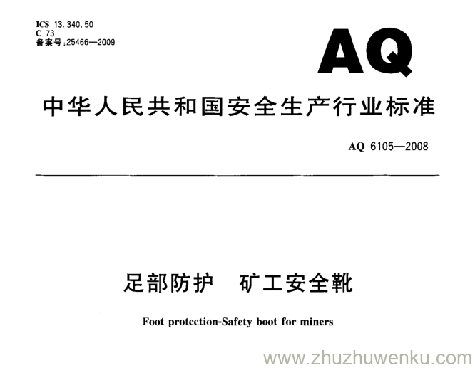 AQ 6105-2008 pdf下载 足部防护 矿工安全靴