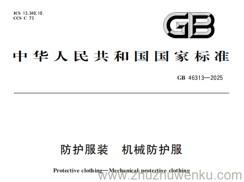 GB 46313-2025 pdf下载 防护服装 机械防护服