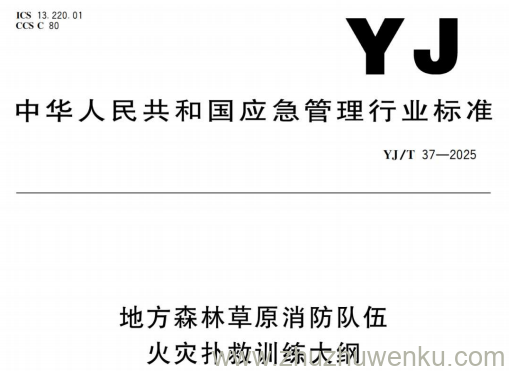 YJ/T 37-2025 pdf下载 地方森林草原消防队伍火灾扑救训练大纲