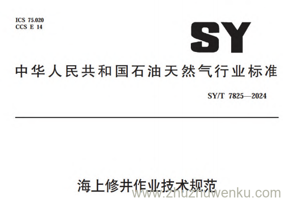 SY/T 7825-2024 pdf下载 海上修井作业技术规范