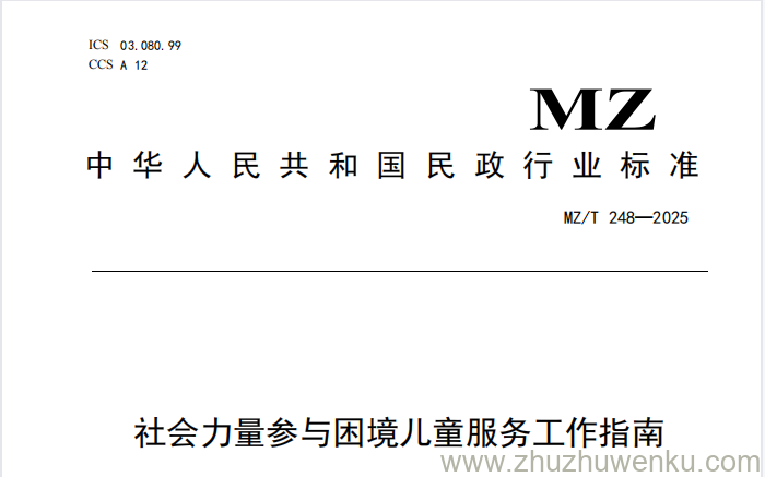 MZ/T 248-2025 pdf下载 社会力量参与困境儿童服务工作指南