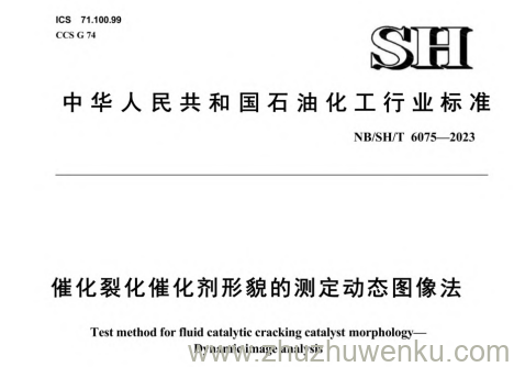 NB/SH/T 6075-2023 pdf下载 催化裂化催化剂形貌的测定 动态图像法