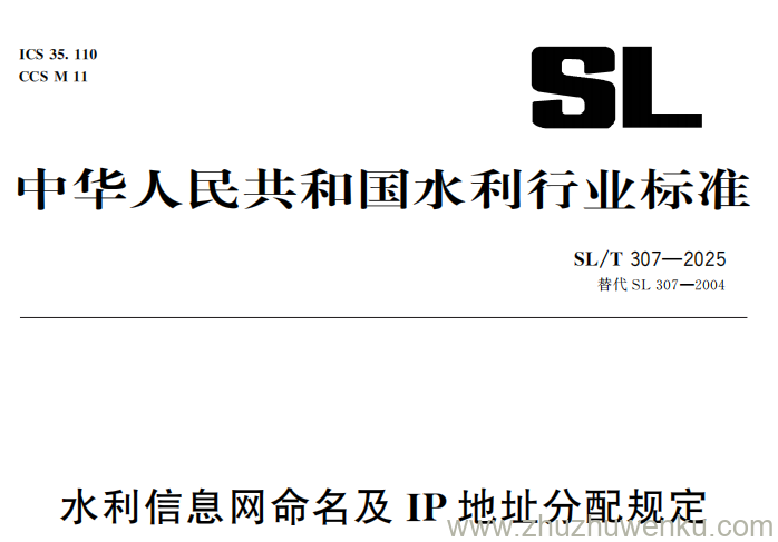 SL/T 307-2025 pdf下载 水利信息网命名及IP地址分配规定
