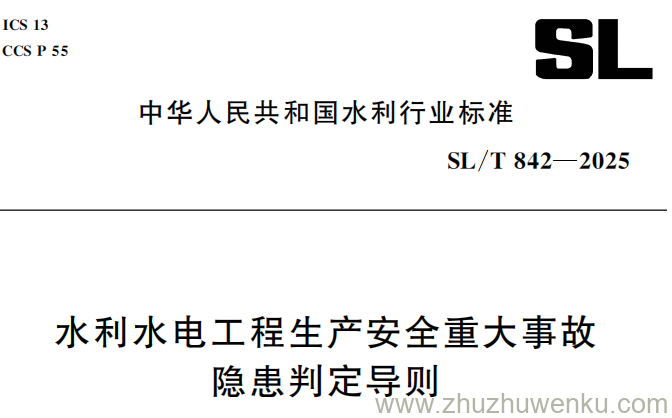SL/T 842-2025 pdf下载 水利水电工程生产安全重大事故隐患判定导则